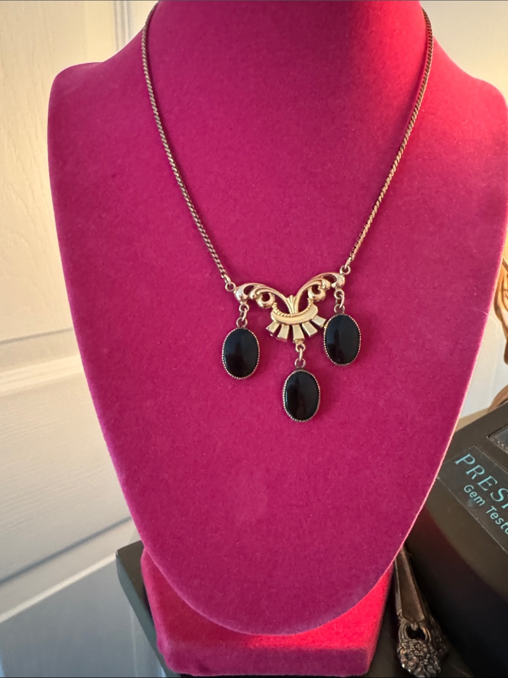12K Gold Filled Necklace with Black Onyx